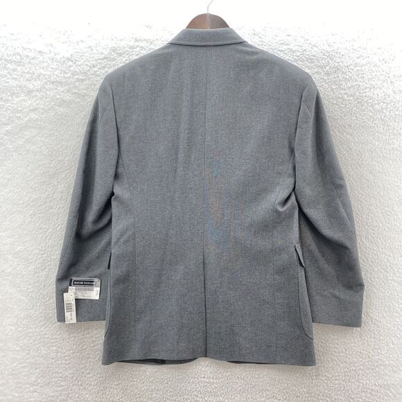 David Taylor Blazer Men's 38R Gray 2 Button Front Gold Button Preppy Sport Coat - Picture 9 of 11